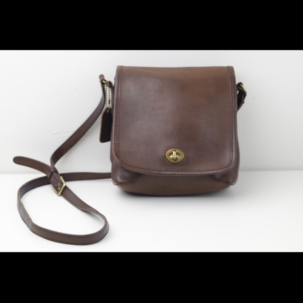 Vintage 1970s Brown Coach Compact Crossbody Bag